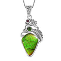 Artisan Crafted Canadian Ammolite and Multi Gemstone Pendant in Black Oxidized Sterling Silver 0.25 ctw - Sticky add to cart bar
