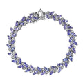 Tanzanite and White Zircon Bracelet in Platinum Over Sterling Silver (8.00 In) 7.60 ctw - Sticky add to cart bar