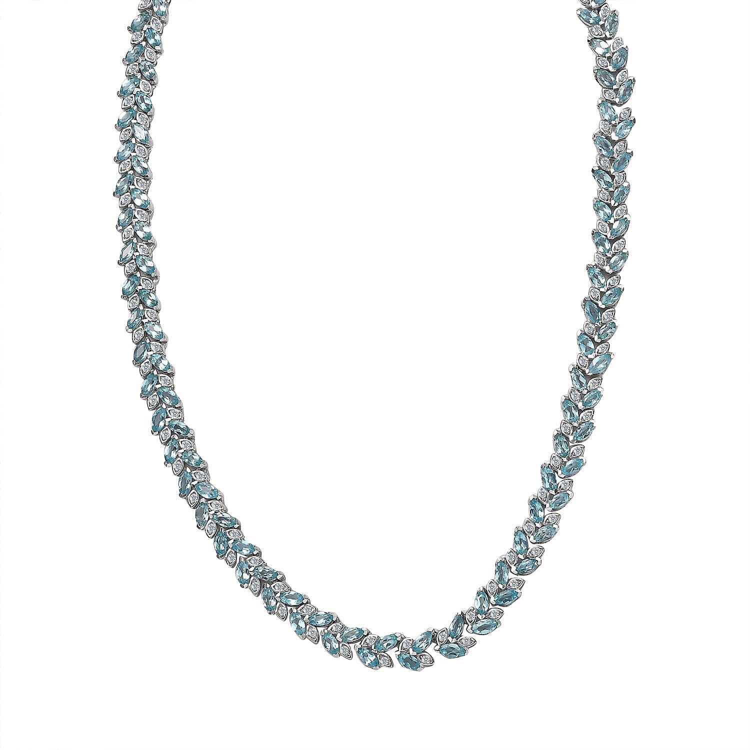 Doorbuster Madagascar Blue Apatite and White Zircon Necklace 18 Inches in Platinum Over Sterling Silver 23.60 ctw
