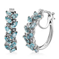Madagascar Paraiba Apatite, White Zircon Hoop Earrings in Platinum Over Sterling Silver 3.35 ctw - Sticky add to cart bar