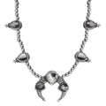 Artisan Crafted White Buffalo Squash Blossom Necklace 18 Inches in Black Oxidized Sterling Silver 36.30 ctw - Sticky add to cart bar