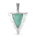 D'Joy Artisan Crafted Sierra Nevada Turquoise Arrow Head Men's Pendant without Chain in Black Oxidized Sterling Silver 9.80 ctw - Sticky add to cart bar