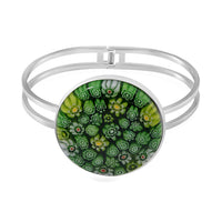 Yellow Color Murano Style Bangle Bracelet in Stainless Steel (6.50 In)