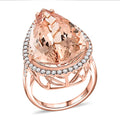 Certified & Appraised ILIANA 18K Rose Gold AAA Marropino Morganite and G-H SI Diamond Ring 7.50 Grams 21.00 ctw - Sticky add to cart bar