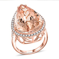 Certified & Appraised ILIANA 18K Rose Gold AAA Marropino Morganite and G-H SI Diamond Ring 7.50 Grams 21.00 ctw