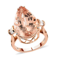 Certified & Appraised ILIANA 18K Rose Gold AAA Marropino Morganite and G-H SI Diamond Ring 5.95 Grams 11.85 ctw