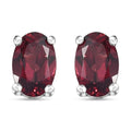 Tanzanian Wine Garnet Solitaire Stud Earrings in Rhodium Over Sterling Silver 1.00 ctw - Sticky add to cart bar