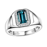 Rhapsody 950 Platinum AAAA Monte Belo Indicolite, Diamond (E-F, VS) (0.15 cts) Men's Ring (Size 13.0) (10.90 g) 2.10 ctw