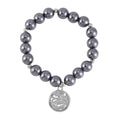 Terahertz 132.50 ctw Beaded Dragon Charm Stretch Bracelet in Silvertone - Sticky add to cart bar