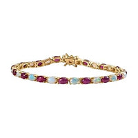 Premium Ethiopian Welo Opal 13.86 ctw Bracelet in 18K Vermeil Yellow Gold Over Sterling Silver (8 In) (11.02 g)
