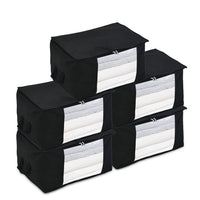 Set of 5 Beige Non Woven Fabric Storage Bag with Clear Window (23.6"x16.9"x 13.7")