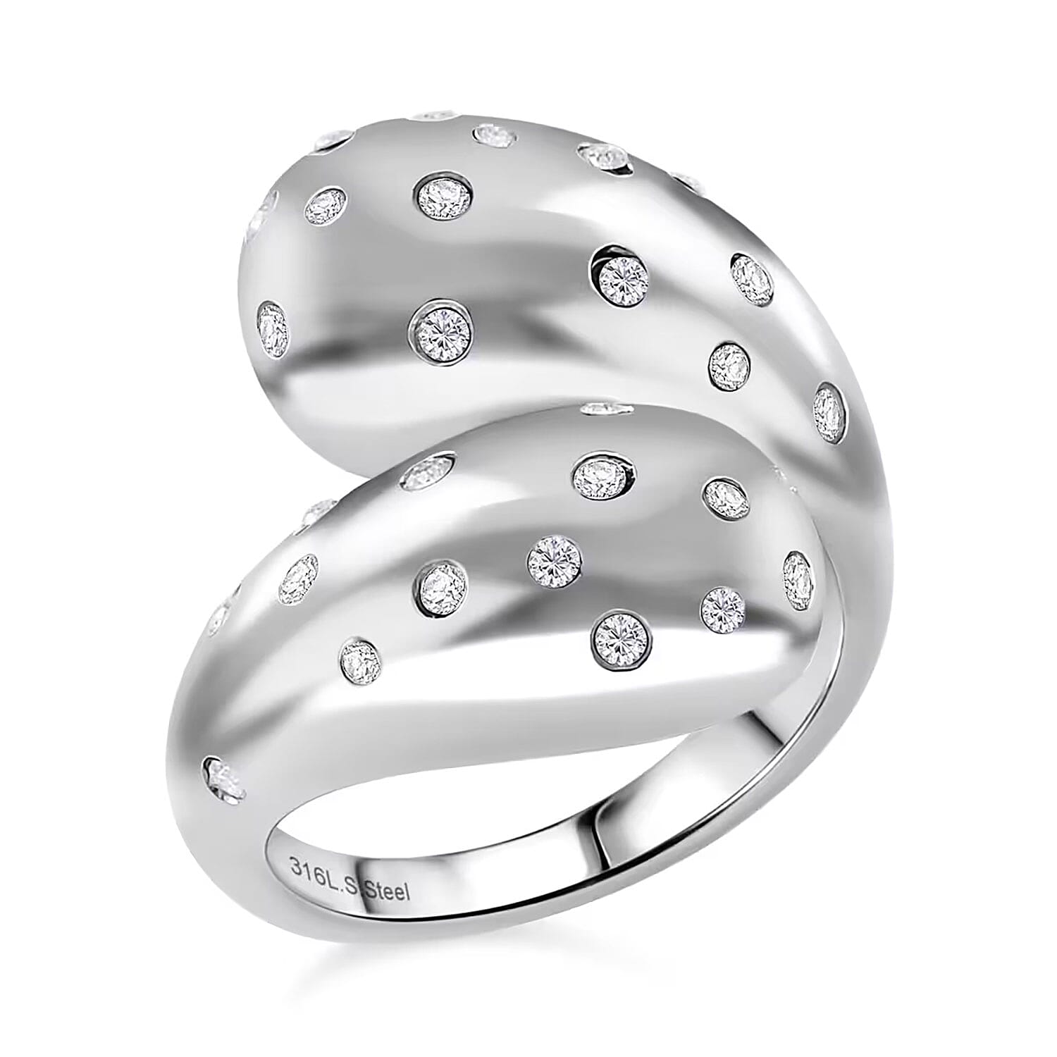 Simulated Diamond Ring in ION Plated Yellow Gold Stainless Steel (Size 10.0)