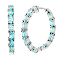 Cambodian Blue Zircon Inside Out Hoop Earrings in Platinum Over Sterling Silver 9.75 ctw