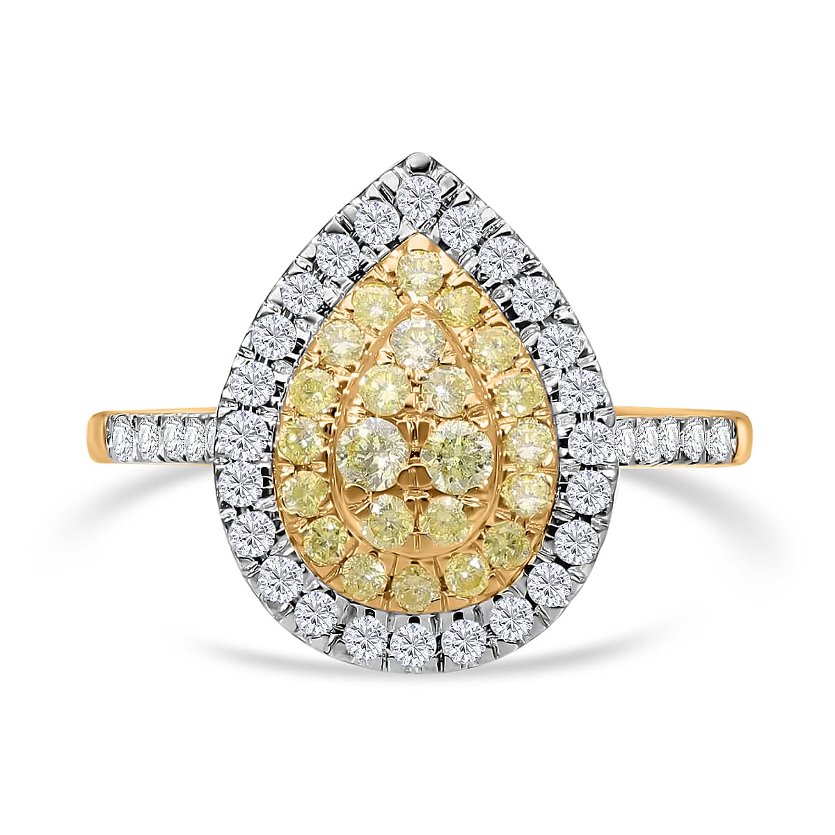 Luxoro 14K Yellow Gold Natural Yellow and White Diamond (I2-I3) Ring (Size 10.0) 1.00 ctw
