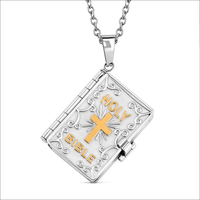 Openable Holy Cross Bible Pendant in ION Plated YG and Hypoallergenic Stainless Steel with Adjustable 24 Inch Necklace