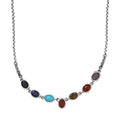 Indian Artistry Multi Gemstone 9.00 ctw Seven Chakra Necklace in Sterling Silver 18-20 Inches - Sticky add to cart bar