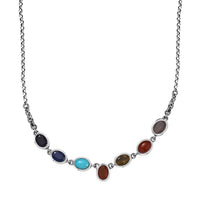 Indian Artistry Multi Gemstone 9.00 ctw Seven Chakra Necklace in Sterling Silver 18-20 Inches
