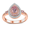 Narsipatnam Pink Spinel and Multi Gemstone Double Halo Ring in 18K Vermeil Rose Gold Over Sterling Silver (Size 10.0) 1.00 ctw - Sticky add to cart bar