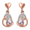 Narsipatnam Pink Spinel and White Zircon Heart Earrings in 18K Vermeil Rose Gold Over Sterling Silver 0.75 ctw - Sticky add to cart bar
