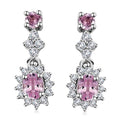 Narsipatnam Pink Spinel and White Zircon Dangling Earrings in Rhodium Over Sterling Silver 0.85 ctw - Sticky add to cart bar