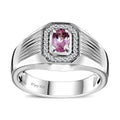 Premium Narsipatnam Pink Spinel and White Zircon Men's Ring in Rhodium Over Sterling Silver (Size 10.0) 0.70 ctw - Sticky add to cart bar