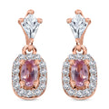 Narsipatnam Pink Spinel and White Zircon Dangling Earrings in 18K Vermeil Rose Gold Over Sterling Silver 1.15 ctw - Sticky add to cart bar