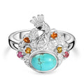 Sierra Nevada Turquoise and Multi Gemstone Ring in Rhodium Over Sterling Silver (Size 19.0) 1.60 ctw - Sticky add to cart bar