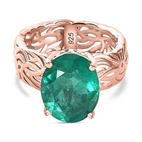 Emeraldine Quartz 5.25 ctw Ring in Vermeil RG Over Sterling Silver (Size 5.5)