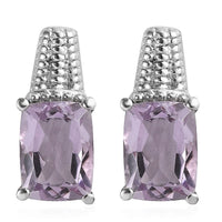 Rose De France Amethyst Stud Earrings in Stainless Steel 3.00 ctw