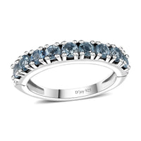 Santa Maria Aquamarine Eternity Band Ring in Rhodium Over Sterling Silver (Size 10.0) 1.00 ctw