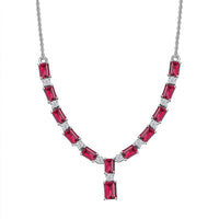 D'Joy Tanzanian Wine Garnet and Moissanite Necklace 18-20 Inches in Platinum Over Sterling Silver 10.80 ctw