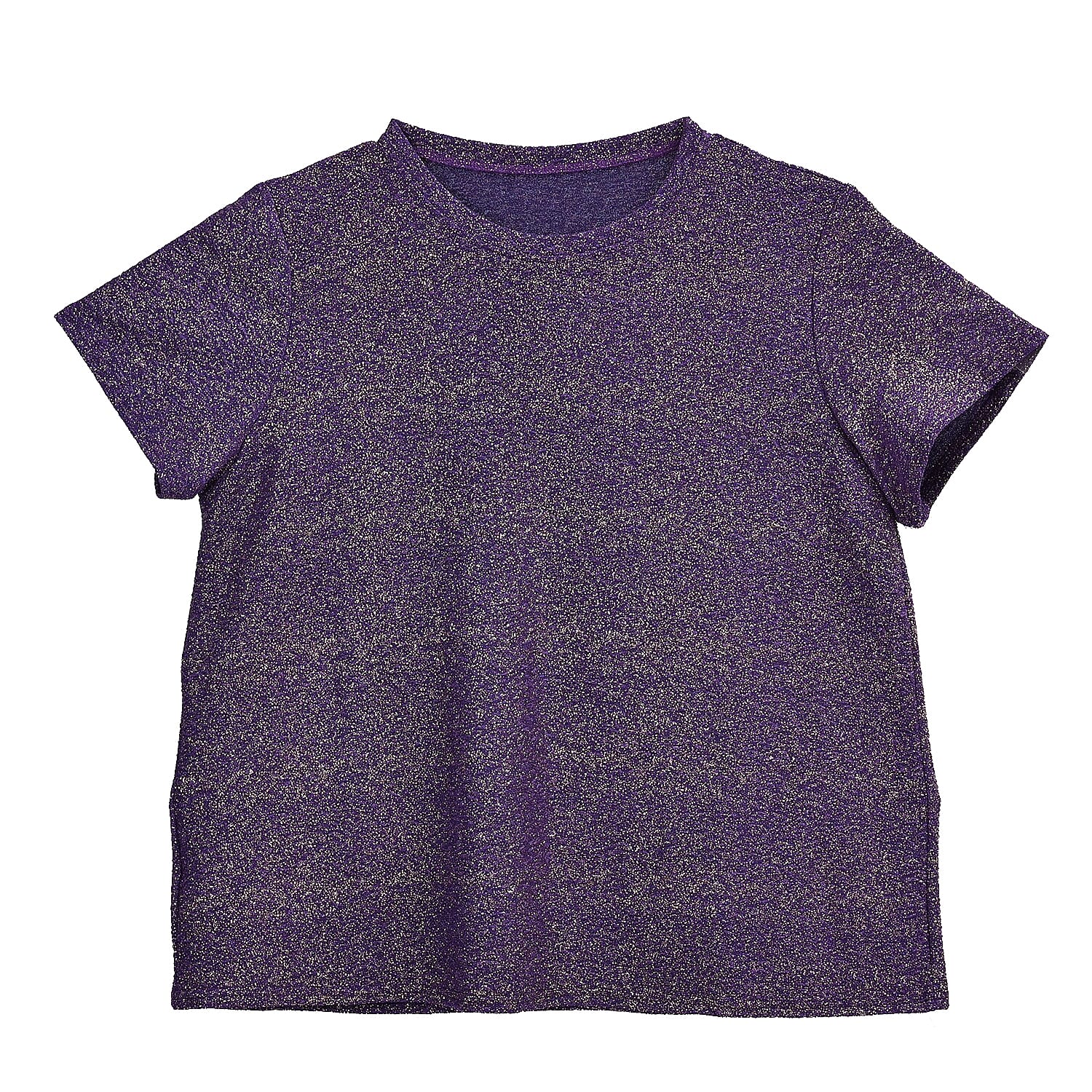 TLV Purple Glitter Crew Neck Short Sleeved Top