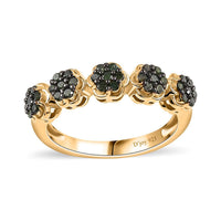 Green Diamond Floral Ring in Vermeil Yellow Gold Over Sterling Silver 0.33 ctw (Del. in 10-12 Days)