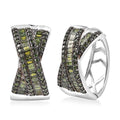 Green Diamond Hoop Earrings in Rhodium Over Sterling Silver 1.00 ctw - Sticky add to cart bar