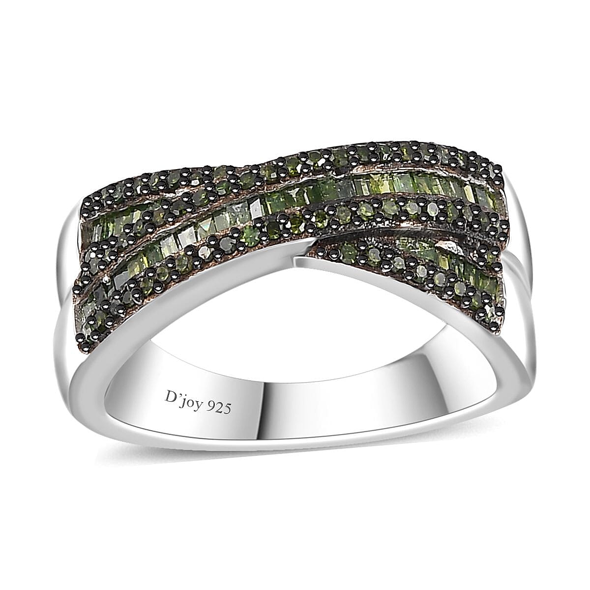 Green Diamond Ring in Rhodium Over Sterling Silver 0.50 ctw