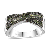 Green Diamond Ring in Rhodium Over Sterling Silver 0.50 ctw
