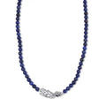 Lapis Lazuli 8mm Beaded Dragon Necklace (20-22 Inches) in Stainless Steel - Sticky add to cart bar
