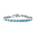 Premium Larimar, Moissanite Bracelet in Rhodium Over Sterling Silver (7.25 In) 20.00 ctw - Sticky add to cart bar