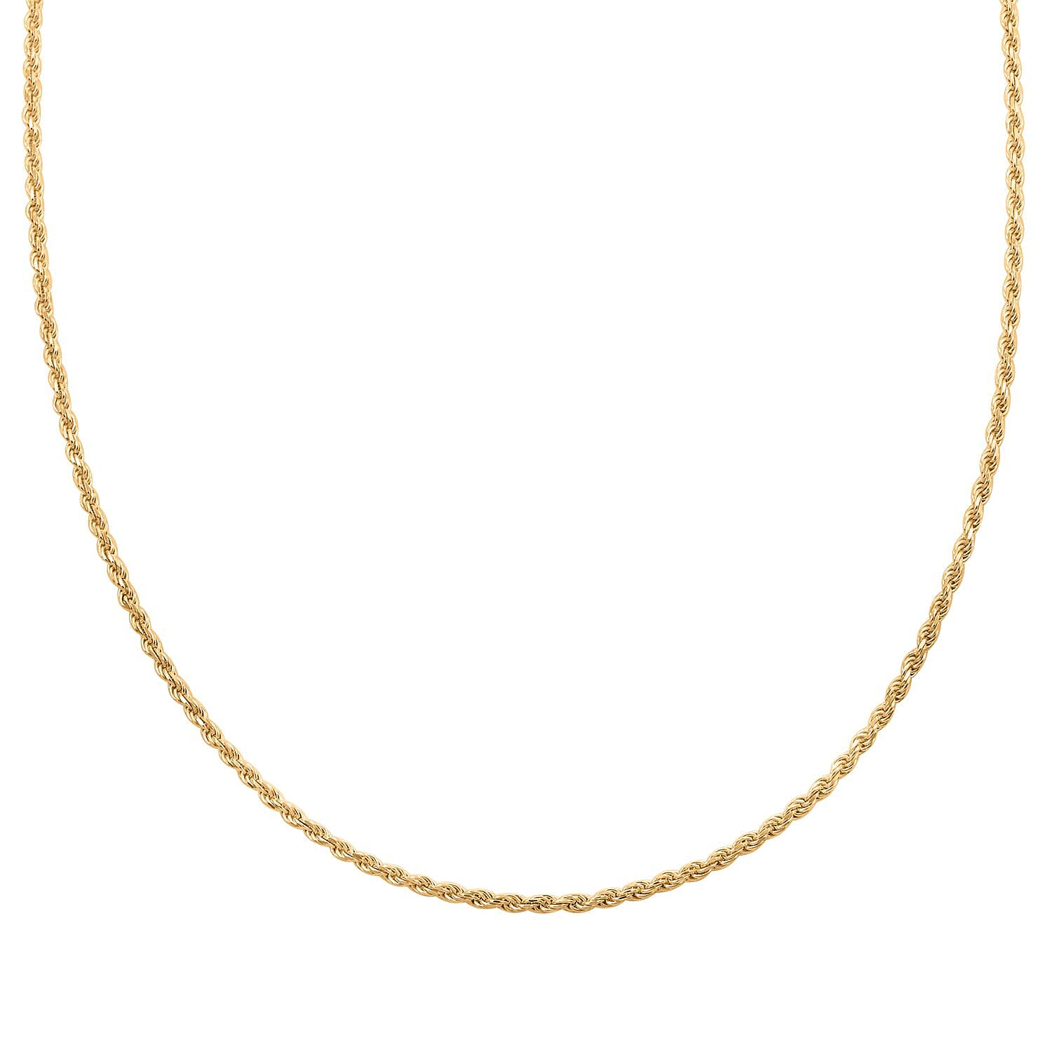 14K Yellow Gold Over Sterling Silver Rope Chain Necklace 24 Inches 11.80 Grams