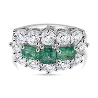 AAA Emerald and Multi Gemstone 3.71 ctw Ring in Rhodium Over Sterling Silver (Size 6.5)