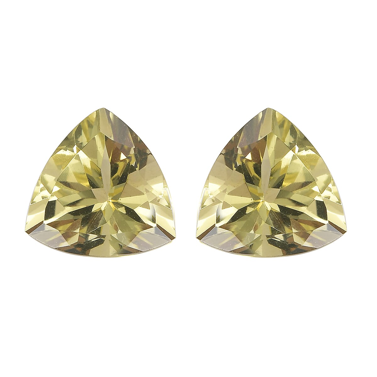 Set of 2 Brazilian Green Gold Quartz (Trl 10 mm) 6.11 ctw