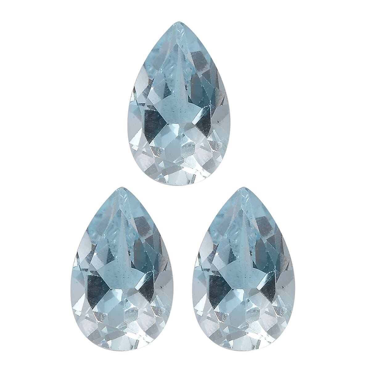 Set of 3 Sky Blue Topaz (Pear 8x5 mm) 2.57 ctw
