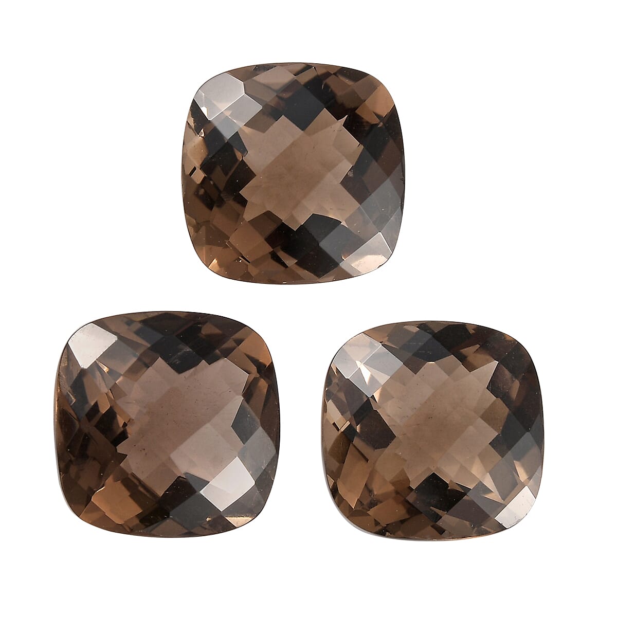 Set of 3 Brazilian Smoky Quartz (Cush 9x9 mm) 7.55 ctw