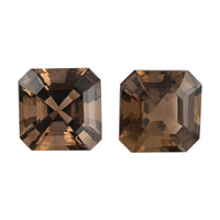Set of 2 Asscher Cut AA Brazilian Smoky Quartz (Oct 12x12 mm) 14.48 ctw
