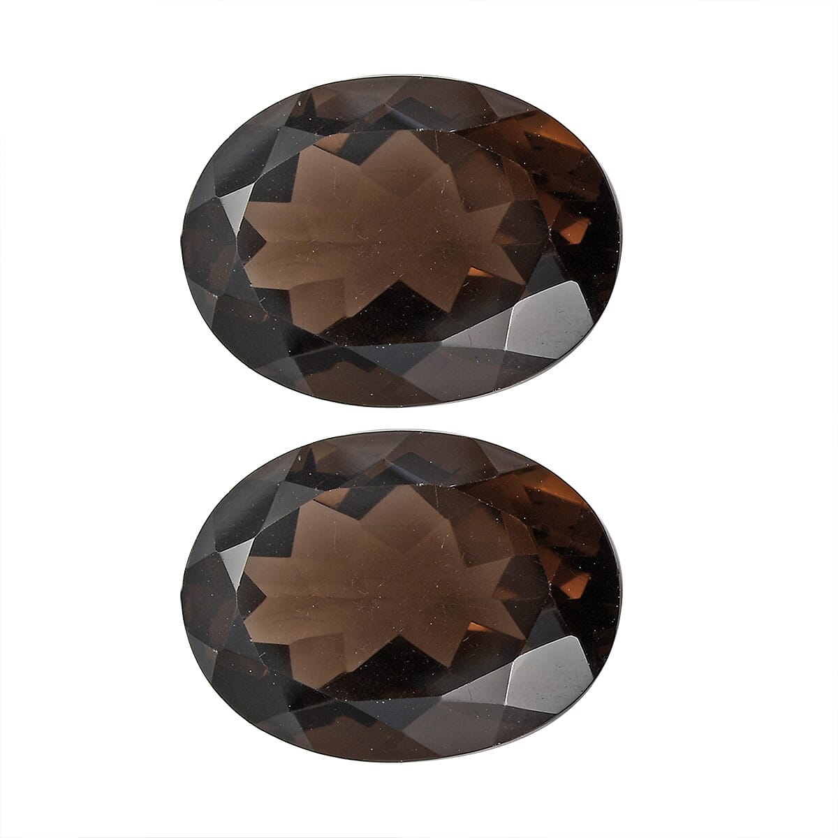 Set of 2 AA Brazilian Smoky Quartz (Ovl 16x12 mm) 15.72 ctw