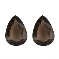 Set of 2 Brazilian Smoky Quartz (Pear 18x13 mm) 16.87 ctw