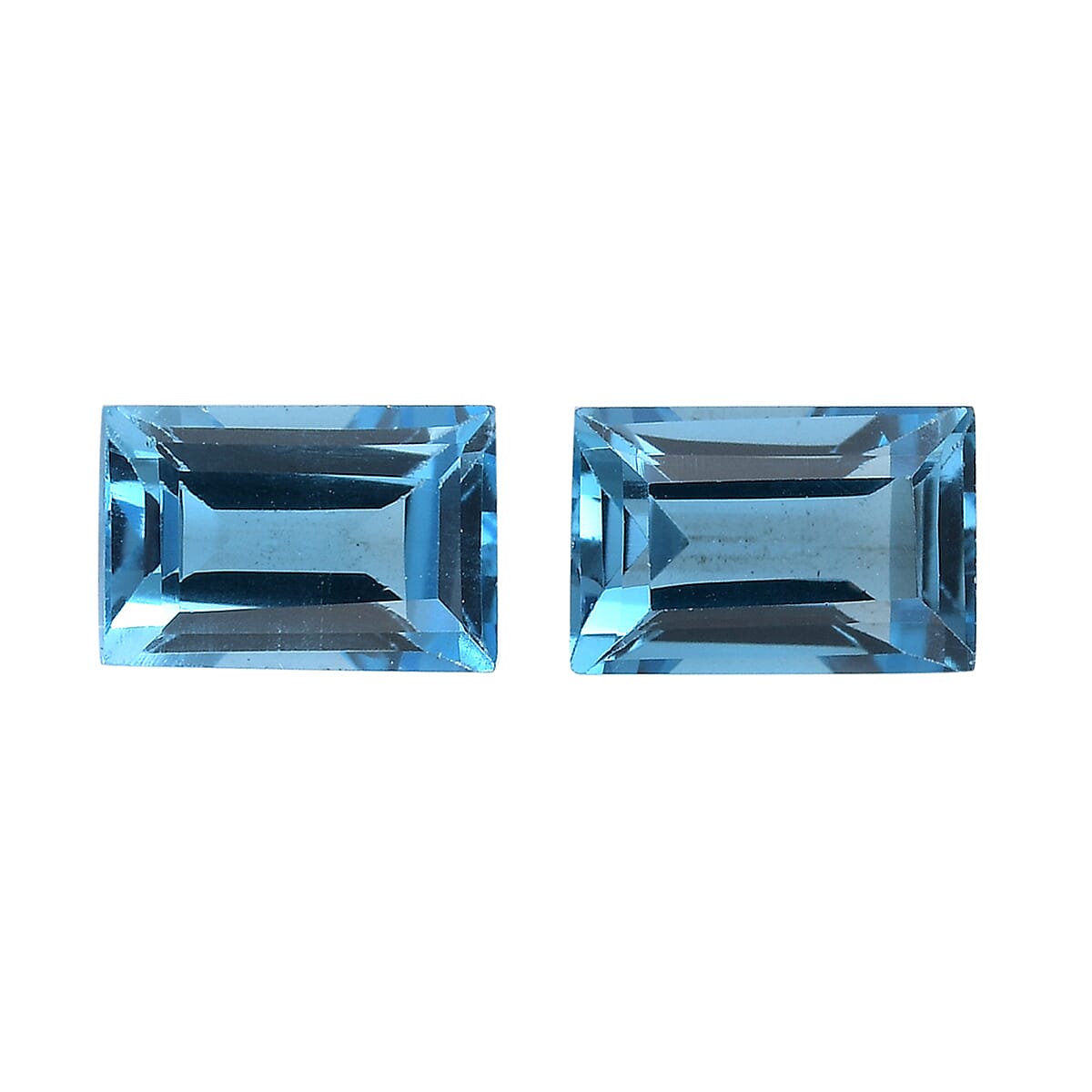 Set of 2 Swiss Blue Topaz (Bgt 6x4 mm) 1.44 ctw