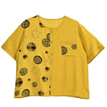 Yellow Square Pattern Round Neck Top - One Size Fits Most - Sticky add to cart bar