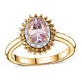 Epic Deal Narsipatnam Pink Spinel, Yellow Diamond (IR), White Diamond Double Halo Ring in 18K Vermeil YG Over Sterling Silver (Size 10.0) 1.10 ctw - Sticky add to cart bar