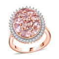Narsipatnam Pink Spinel, White Zircon Cocktail Ring in 18K Vermeil RG Over Sterling Silver (Size 10.0) 2.60 ctw - Sticky add to cart bar